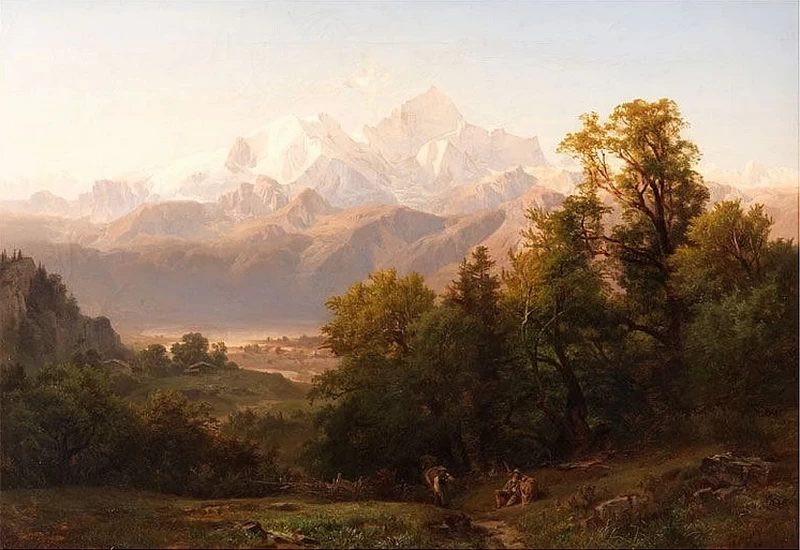 Paesaggio alpino con figure